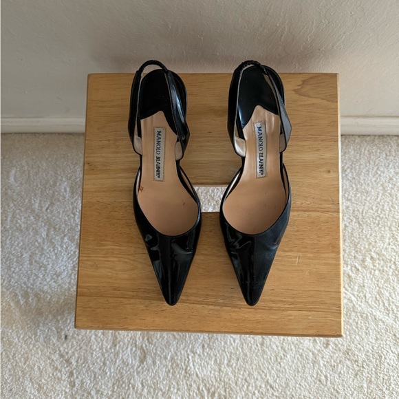 Manolo Blahnik black pointy slingback low heel size 35 - Picture 3 of 7